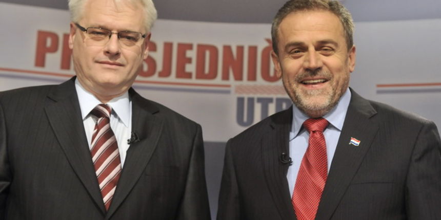 Zagreb, 070110. Remetnecka cesta, Nova TV.?Suceljavanje predsjednickih kandidata Ive Josipovica i Milana Bandica u studiju Nove TV s voditeljem Mislavom Bagom. Na slici: Ivo Josipovic i Milan Bandic.?Foto: Bruno Konjevic / CROPIX Zagreb, 070110. Remetnecka cesta, Nova TV.?Suceljavanje predsjednickih kandidata Ive Josipovica i Milana Bandica u studiju Nove TV s voditeljem Mislavom Bagom. Na slici: Ivo Josipovic i Milan Bandic.?Foto: Bruno Konjevic / CROPIX