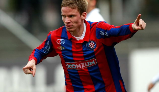 Zagreb, 211011.Stadion u Kranjcevicevoj.Utakmica 12. kola Prve hrvatske nogometne lige izmedju NK Lucko i NK Hajduk Na fotografiji: Marin Tomasov gol za Hajduk.Foto: Ronald Gorsic / CROPIX