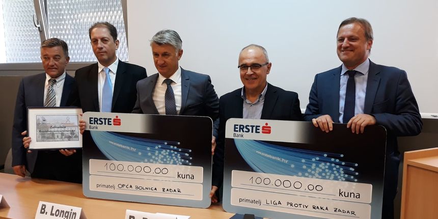 Erste banka donirala 200 tisuća kuna Općoj bolnici Zadar i Ligi protiv raka Zadar Erste banka donirala 200 tisuća kuna Općoj bolnici Zadar i Ligi protiv raka Zadar