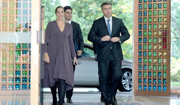 Zagreb – Predsjednik HDZ-a Andrej Plenkovic stigao je u Ured predsjednice. Photo: Patrik Macek/PIXSELL