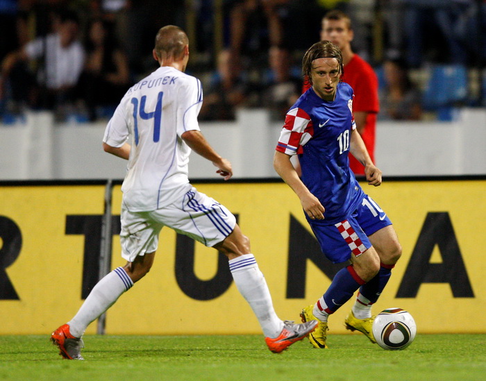 Bratislava, Slovacka, 110810.
Stadion Pasienky.
Medjunarodna  prijateljska nogometna utakmica 
Slovacka – Hrvatska
Na fotografiji: Luka Modric.
Foto: Ronald Gorsic / CROPIX