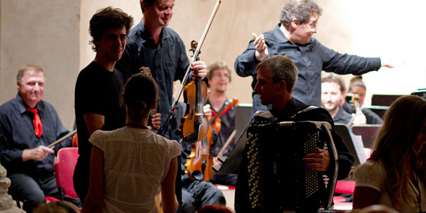 Hrvatska komorna filharmonija, Mak Grgić i Franko Božac u crkvi Sv. Donata, foto: L. Banić