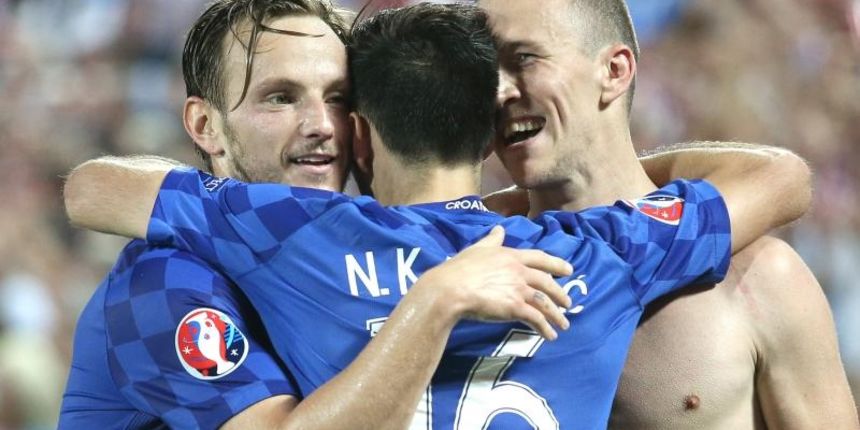 Slavlje Ivana Perišića nakon postignutog pobjedničkog gola nad Španjolskom. Photo: Sanjin Strukic/PIXSELL