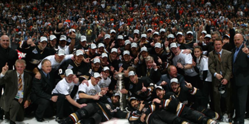 ANAHEIM, CA – JUNE 06: The Anaheim Ducks celebrate winning the Stanley Cup after defeating the Ottawa Senators in Game Five of the 2007 Stanley Cup finals on June 6, 2007 at Honda Center in Anaheim, California. The Ducks defeated the Senators 6-2 to win ANAHEIM, CA – JUNE 06: The Anaheim Ducks celebrate winning the Stanley Cup after defeating the Ottawa Senators in Game Five of the 2007 Stanley Cup finals on June 6, 2007 at Honda Center in Anaheim, California. The Ducks defeated the Senators 6-2 to win