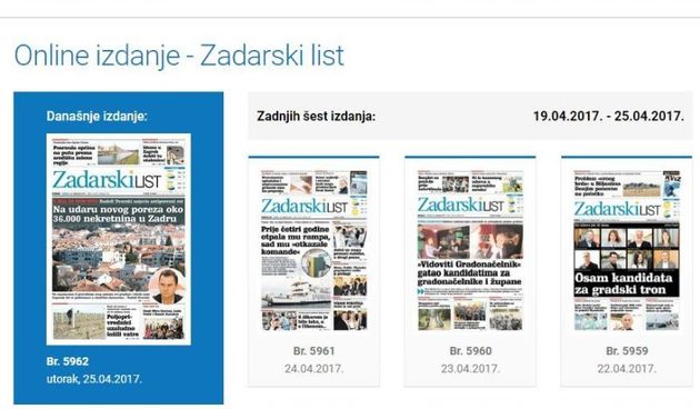 Digitalno izdanje Zadarskog lista