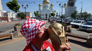 Veseli hrvatski navijači u Rostovu na Donu