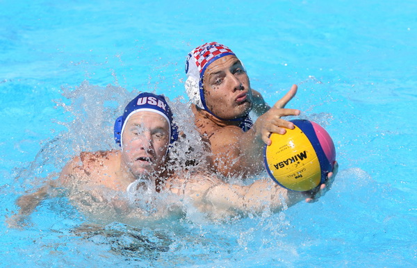 Rim  0108709. 
13 Svjetsko prvenstvo u vaterpolu Rim 2009.
Vaterpolo utakmica za trece mjesto :  Hrvatska : Amerika
Na fotografiji : Andro Buslje .
Foto: Vladimir Dugandzic / CROPIX