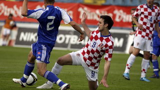 Varazdin, 190510.
Na gradskom stadionu u Varazdinu igra se kvalifikacijska utakmica za europsko prvenstvo U-21 izmedju reprezentacija Hrvatske i Slovacke.
Na slici: Nikola Kalinic.
Foto: Zeljko Hajdinjak / CROPIX