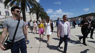 Trogir: Danijela, Severina, Karan i Giuliano na snimanju spota “Manta me jubav”. Foto: Ivo Čagalj/PIXSELL
