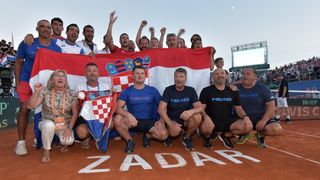 Slavlje hrvatskih tenisača nakon pobjede nad SAD-om Slavlje hrvatskih tenisača nakon pobjede nad SAD-om