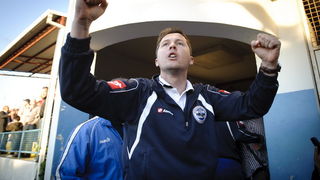 Zadar, 260513.
Stadion Stanovi.
Utakmica MAXtv 1. HNL izmedju Zadra i Splita.
Na fotografiji: trener Zadra Ferdo Milin.
Foto: Tom Dubravec / CROPIX