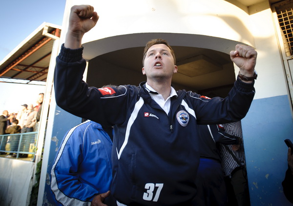 Zadar, 260513.
Stadion Stanovi.
Utakmica MAXtv 1. HNL izmedju Zadra i Splita.
Na fotografiji: trener Zadra Ferdo Milin.
Foto: Tom Dubravec / CROPIX