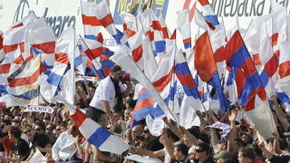 Sibenik, 050510.
Stadion Subicevac, Sibenik.
Druga utakmica finala Hrvatskog nogometnog Kupa.
Sibenik – Hajduk.
Torcida.
Foto: Josko Ponos / CROPIX