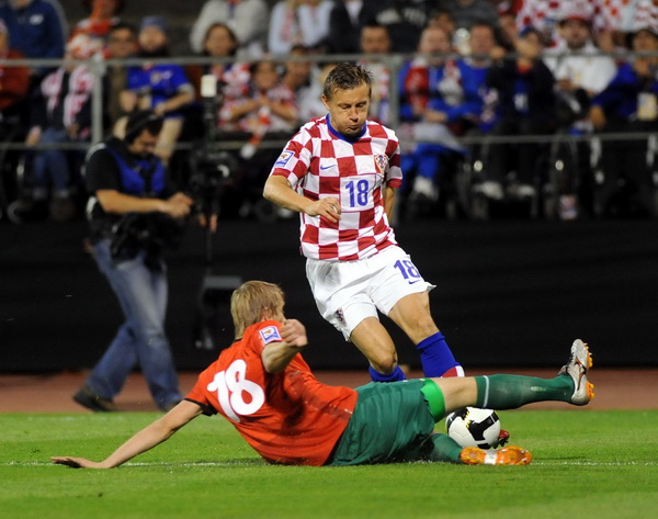 Zagreb, 050909. Stadion Maksimir, kvalifikacijska utakmica skupine 6 za Svjetsko nogometno prvenstvo u Juznoafrickoj Republici, susret reprezentacija Hrvatske i Bjelorusije. Na slici: Ivica Olic. Foto: Damir Krajac / CROPIX