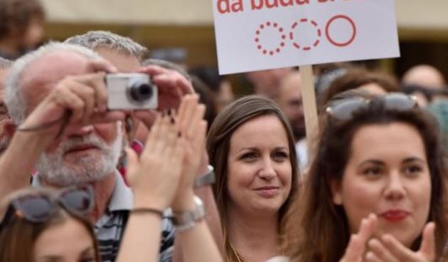 Skup podrške cjelovitoj kurikularnoj reformi “Hrvatska može bolje” na zadarskom Narodnom trgu. Photo. Dino Stanin/PIXSELL