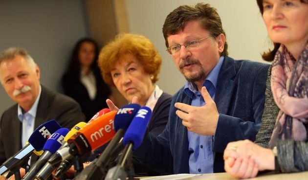 Na pregovaracki sastanak Vlade i Sindikata javnih sluzbi nisu se pojavili predstavnici Vlade te je sastanak pretvoren u konferenciju za medije. U ime sindikata Vilim Ribic obratio se novinarima. Photo: Jurica Galoic/PIXSELL