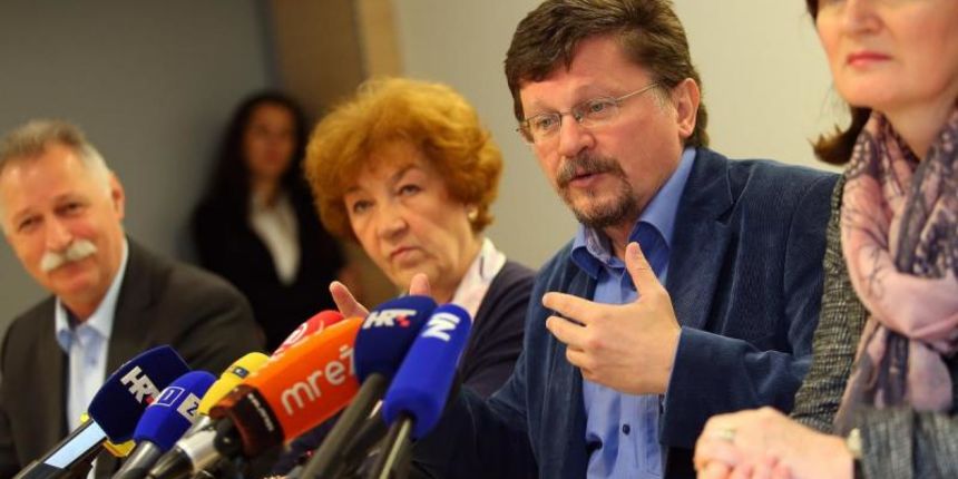 Na pregovaracki sastanak Vlade i Sindikata javnih sluzbi nisu se pojavili predstavnici Vlade te je sastanak pretvoren u konferenciju za medije. U ime sindikata Vilim Ribic obratio se novinarima. Photo: Jurica Galoic/PIXSELL