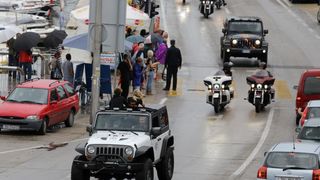 Veliki ocekivani defile od nekoliko tisuca Harley bikera ipak se sveo na brojku od svega par stotina zbog loseg vremena. Photo: Filip Brala/PIXSELL Veliki ocekivani defile od nekoliko tisuca Harley bikera ipak se sveo na brojku od svega par stotina zbog loseg vremena. Photo: Filip Brala/PIXSELL