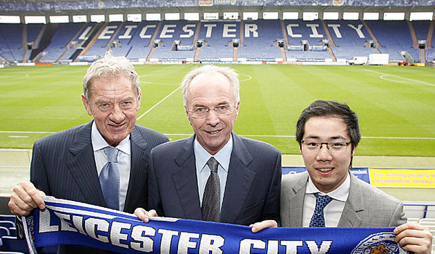 Leicester City announce the appointment of Sven Goran eriksson as manager, Also pictured is chairman Milan Manderic and owner Aiyawatt Raksriaksorn