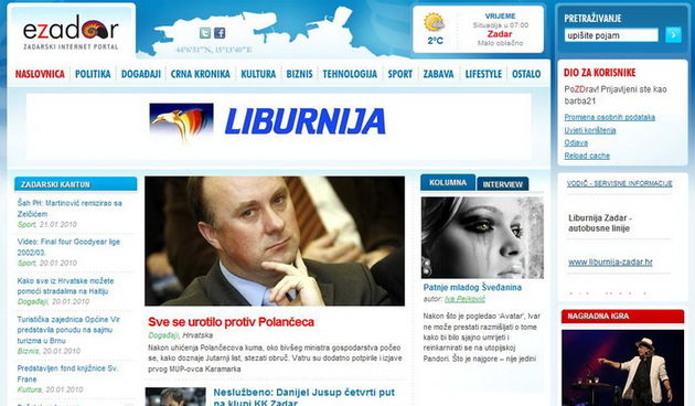 Naslovnica portala eZadar.hr