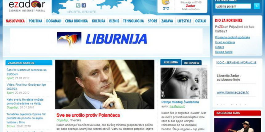 Naslovnica portala eZadar.hr Naslovnica portala eZadar.hr