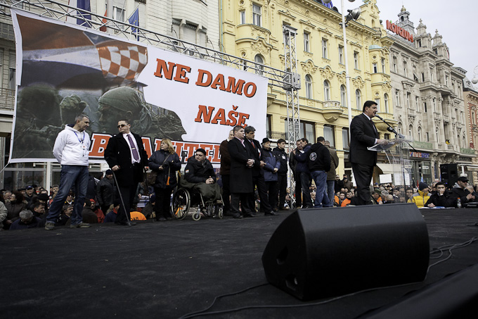 Zadarski branitelji na prosvjedu u Zagrebu 26. veljace 2011, Foto: Leo Banic Zadarski branitelji na prosvjedu u Zagrebu 26. veljace 2011, Foto: Leo Banic