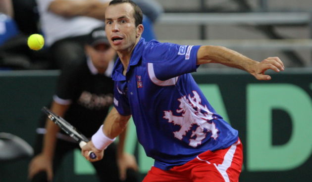 Porec, 180909.
Davis cup, polufinale izmedju reprezentacija Hrvatske i Ceske igra se od 18. do 20. 09.2009. u poreckoj dvorani Zatika. Mec izmedju Ivo Karlovica i Radek Stepaneka. 
Na slici: Radek Stepanek
Foto: Goran Sebelic / CROPIX