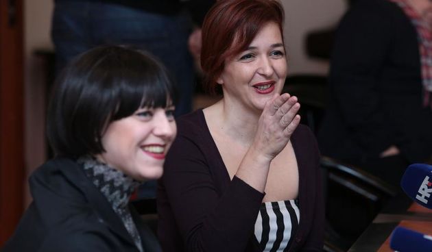 31.01.2014., Zagreb – Saborska zastupnica Mirela Holy odrzala je konferenciju za medije o seizmickim istrazivanjima. Mirela Holy i Atana Grbic Matijevic. Photo: Patrik Macek/PIXSELL Autor  Patrik Macek/PIXSELL KLJUČNE RIJEČI  saborska zastupnica, Mirela