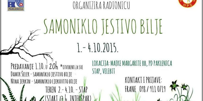 PD Paklenica poziva na radionicu “Samoniklo jestivo bilje”