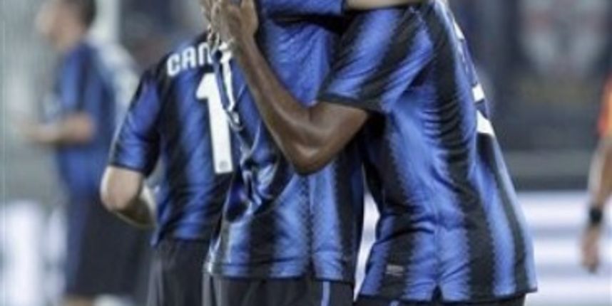 Inter Milan’s Goran Pandev, left, celebrates with his team player Samuel Eto’o // AP Photo Inter Milan’s Goran Pandev, left, celebrates with his team player Samuel Eto’o // AP Photo