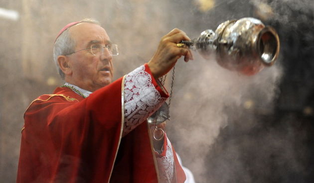 Zadar, 241112. 
Obiljezavanje Dana grada Zadra i dolazak generala Ante Gotovine pocasnog gradjanina grada Zadra. General Gotovina na svetoj misi u katedrali Sv. Stosije. 
Na slici nadbiskup zadarski Zelimir Puljic
Foto: Luka Gerlanc / CROPIX