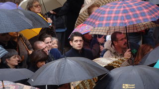 Zadar, 300110.
Pogreb zadarskog nadbiskupa Ivana Prendje u crkvi Svete Stosije.
Zadarski nadbiskup Ivan Prendja preminuo je iznenada  25. sijecnja 2010. godine u Zagrebu u 71. godini zivota, nakon 46 godina svecenistva i 20 godina biskupstva.
Misu odrzava