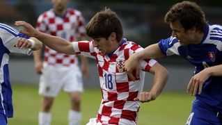 Varazdin, 190510.
Na gradskom stadionu u Varazdinu igra se kvalifikacijska utakmica za europsko prvenstvo U-21 izmedju reprezentacija Hrvatske i Slovacke.
Na slici: Andrej Kramaric.
Foto: Zeljko Hajdinjak / CROPIX