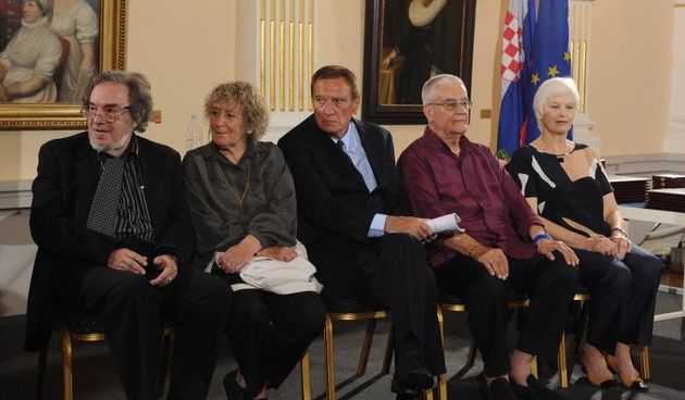 Nagradjeni za zivotno djelo- Luko Paljetak, Marija Ujevic Galetovic, Ivica Rajkovic, Nenad Segvic i Hildegard Auf Franic. Photo: Davor Visnjic/PIXSELL