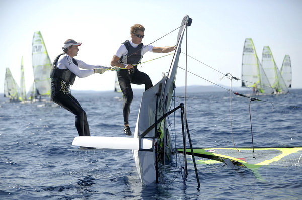 Zadar, 020909.
Europsko prvenstvo u jedrenju za klasu 49er 2009.
Danas se vozi treci dan regata na Europskom prvenstvu u klasi  49er koje se odrzava od 29. kolovoza do 5. rujna u organizaciji JK Uskok. 
Iako se start odgodio za vise od 2 sata odrzana su d