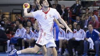 Zaragoza, Spanjolska, 230113.
Gradska dvorana Principe Felipe.
Svjetsko prvenstvo u rukometu za muskarce Spanjolska 2013.
Utakmica cetvrtfinala izmedju reprezentacija Hrvatske i Francuske.
Na fotografiji: Domagoj Duvnjak.
Foto: Ante Cizmic / CROPIX