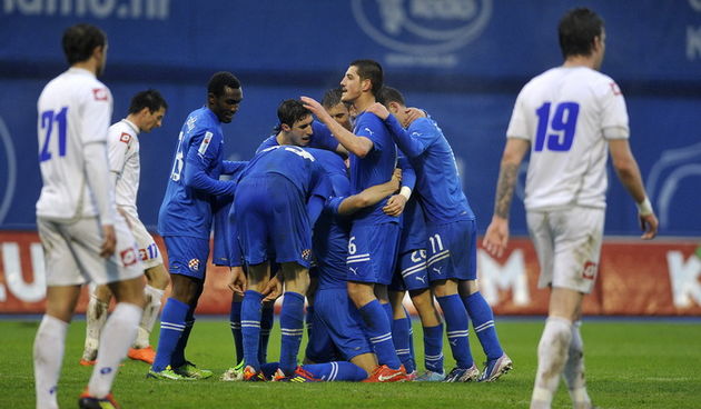 Zagreb, 300313.
Stadion Maksimir.
MAXtv Prva Liga, 1.HNL, 25.kolo, seniori, susret momcadi GNK Dinamo i NK Zadar.
Na fotografiji: slavlje Dinamo.
Foto: Damir Krajac / CROPIX