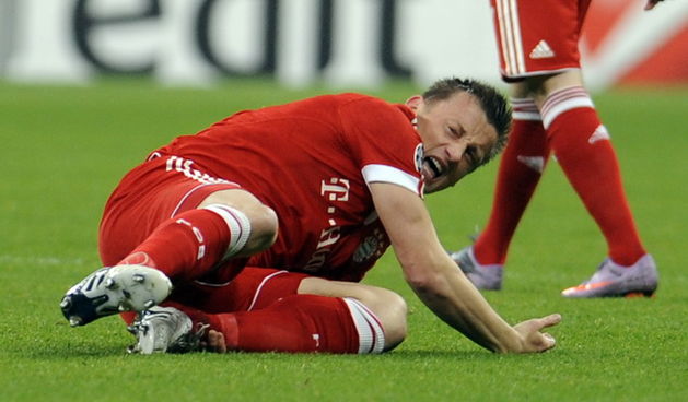Munchen, 210410.
Allianz Arena.
Prva polufinalna nogometna utakmica Lige Prvaka izmedju njemackog Bayerna i francuskog Lyona. 
Na slici: Ivica Olic.
Foto: Drago Sopta / CROPIX
