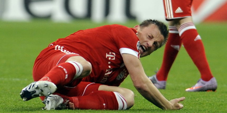 Munchen, 210410.
Allianz Arena.
Prva polufinalna nogometna utakmica Lige Prvaka izmedju njemackog Bayerna i francuskog Lyona. 
Na slici: Ivica Olic.
Foto: Drago Sopta / CROPIX