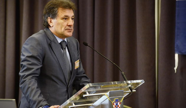 Zagreb, 110313.
Redovna godisnja skupstina Hrvatskog nogometnog saveza u hotelu Double Tree Hilton.
Na fotografiji: Zdravko Mamic.
Foto: Drago Sopta/ HNS