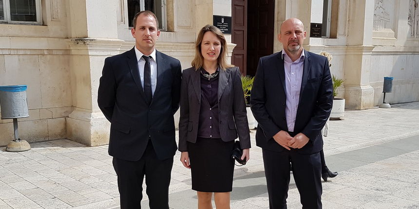 Ante Rubeša, Marjana Šešelja Botić i Marko Pupić Bakrač.Akcija mladih i nezavisnih Zadar Ante Rubeša, Marjana Šešelja Botić i Marko Pupić Bakrač.Akcija mladih i nezavisnih Zadar