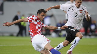 Klagenfurt, 190510.
Prijateljska nogometna utakmica na stadionu Hypo Group Arena izmedju reprezentacija Austrije i Hrvatske.
Na slici: Mate Bilic daje gol.
Foto: Drago Sopta / CROPIX