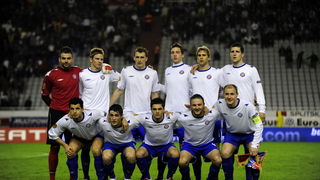Split, 011210. 
Stadion HNK Hajduka u Poljudu.    
UEFA Europska liga utakmica HNK Hajduk – FC AEK. 
Na slici: momcad Hajduka.
Foto: Nikola Vilic / CROPIX