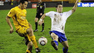 Split, 011210. 
Stadion HNK Hajduka u Poljudu.    
UEFA Europska liga utakmica HNK Hajduk – FC AEK. 
Na slici: Ante Vukusic u napadu.
Foto: Nikola Vilic / CROPIX