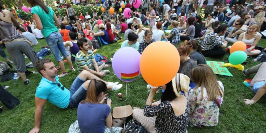 15.06.2013., Zagreb – 12. Povorka ponosa Zagreb pride 2013. setnju centrom grada zavrsila je na Zrinjevcu gdje je odrzan javni skup ‘Ovo je zemlja za sve nas’ te prigodni govori nakon cega je uslijedio zabavni program Photo Marko Lukunic/PIXSELL