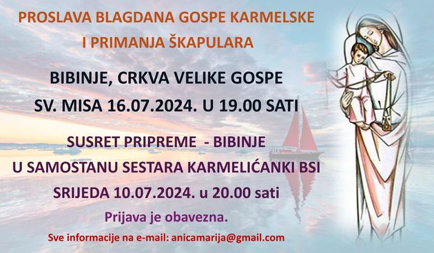 Blagdan Gospe Karmelske svečano se slavi u Bibinjama