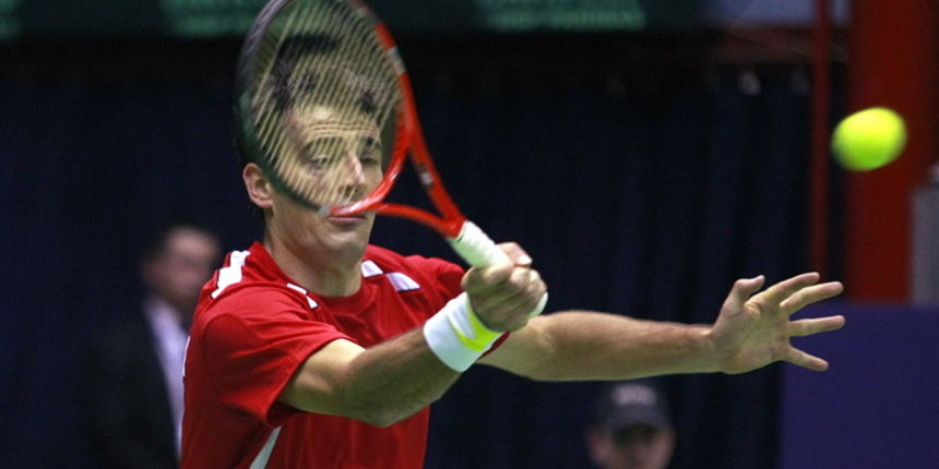 Zagreb,040311.
Dom sportova
Tenis Davis Cup, mec Ivan Dodig – Philipp Kohlschreiber
Na fotografiji: Ivan Dodig 
Foto: Ranko Suvar / CROPIX