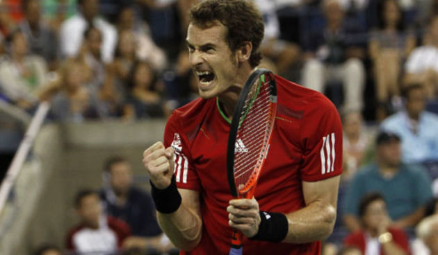 Andy Murray (GBR)[4] reacts as he plays against Rafael Nadal (ESP)[2] during a men’s singles semifinals match on day 13 of the 2011 US Open.