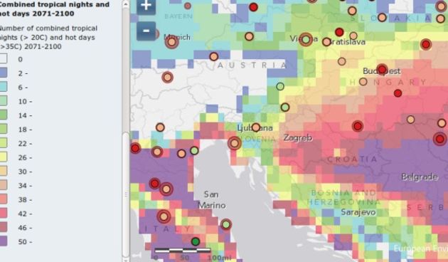 Europska karta topline Screeshot: eea.europa.eu