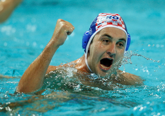 Zagreb, 050910.
Bazen Mladost na Savi.
29. Europsko prvenstvo u vaterpolu.
Hrvatska – Italija
Na fotografiji: Niksa Dobud.
Foto: Ronald Gorsic / CROPIX